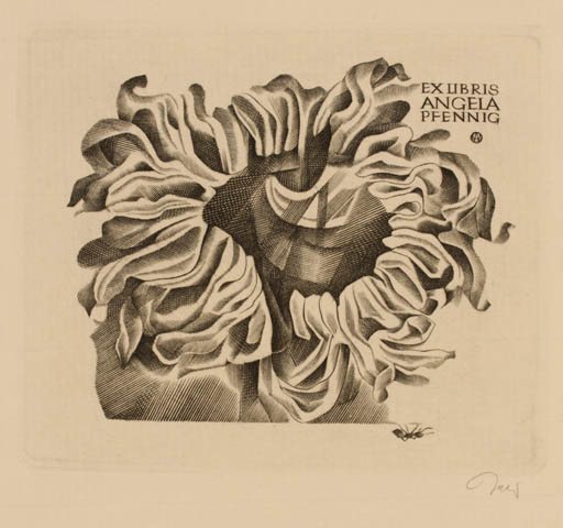 Exlibris by Wojciech Jakubowski from Poland for Angela Pfennig - Flora 