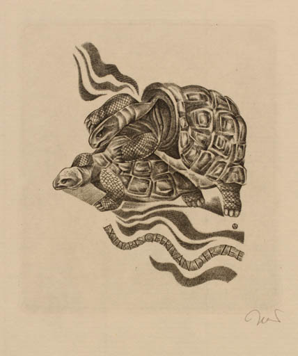 Exlibris by Wojciech Jakubowski from Poland for Geert Van Der Zee - Fauna 