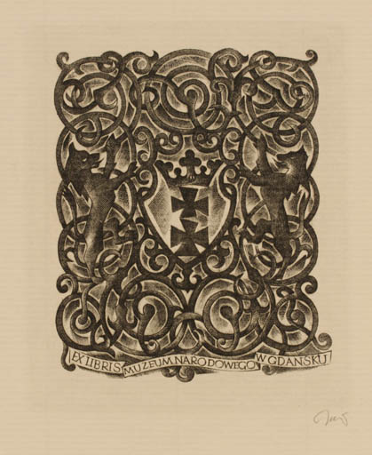 Exlibris by Wojciech Jakubowski from Poland for Wgdansku Muzeum Narodowego - Heraldry 