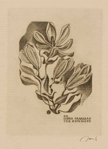 Exlibris by Wojciech Jakubowski from Poland for familliae Ter Hennepe - Flower 