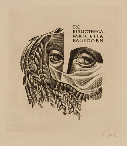 Exlibris by Wojciech Jakubowski from Poland for Marietta Hagedorn - Portrait 