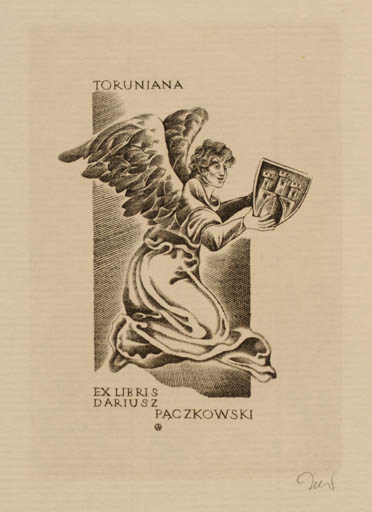 Exlibris by Wojciech Jakubowski from Poland for Dariusza Paczkowski - Angel 