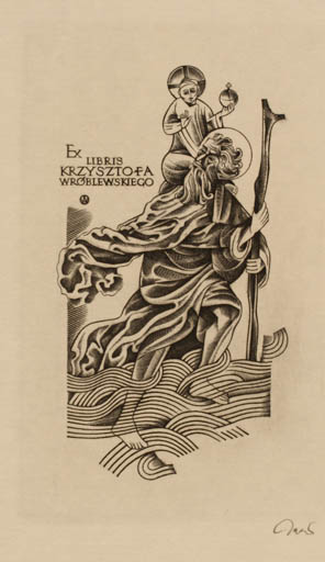 Exlibris by Wojciech Jakubowski from Poland for Dr. Krzysztofa Wroneckiego - Religion 