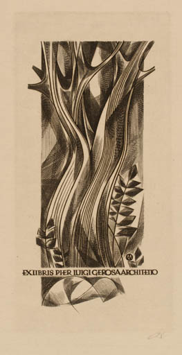 Exlibris by Wojciech Jakubowski from Poland for Pier-Luigi Gerosa - Flora 