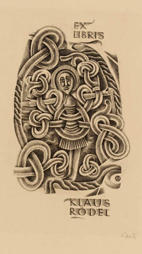 Exlibris by Wojciech Jakubowski from Poland for Klaus Rödel - Ornament Religion 