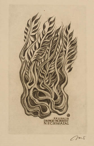 Exlibris by Wojciech Jakubowski from Poland for Dr. Inge Nechwatal - Flora 