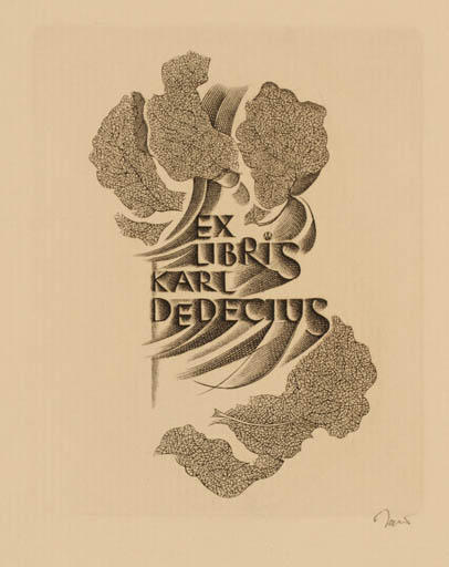 Exlibris by Wojciech Jakubowski from Poland for Karl Dedecius - Flora 