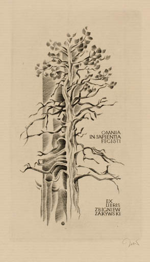 Exlibris by Wojciech Jakubowski from Poland for Zbigniewa Zarywskiego - Tree 