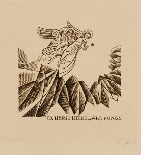 Exlibris by Wojciech Jakubowski from Poland for Hildegard Pungs - Angel 