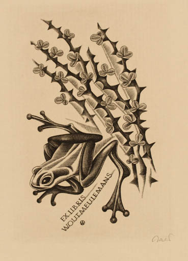 Exlibris by Wojciech Jakubowski from Poland for Wout Meulemans - Fauna Flora 