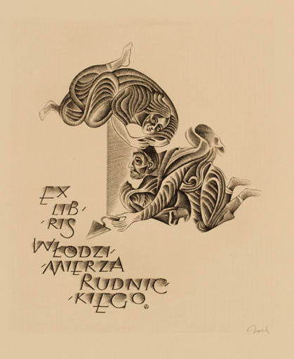 Exlibris by Wojciech Jakubowski from Poland for Wlodzi Mierza Rudnic Kiego - Couple 