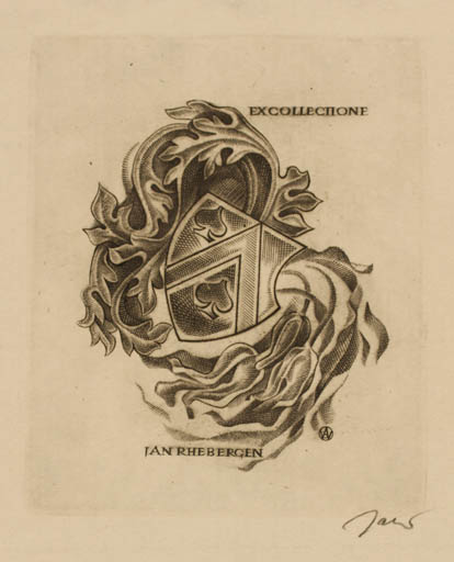 Exlibris by Wojciech Jakubowski from Poland for G. Jan Rhebergen - Heraldry 