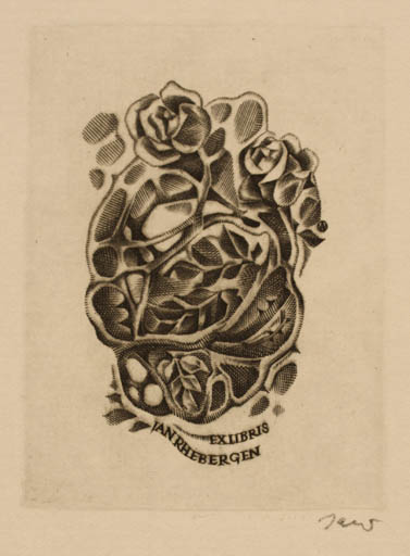 Exlibris by Wojciech Jakubowski from Poland for G. Jan Rhebergen - Flower 