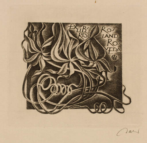 Exlibris by Wojciech Jakubowski from Poland for Roland Roveda - Flora 