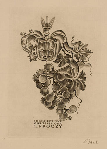 Exlibris by Wojciech Jakubowski from Poland for Miklósék Lippóczy - Wine 