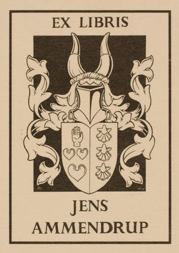 Exlibris by Ronny Andersen from Denmark for Jens Ammendrup - Heraldry 