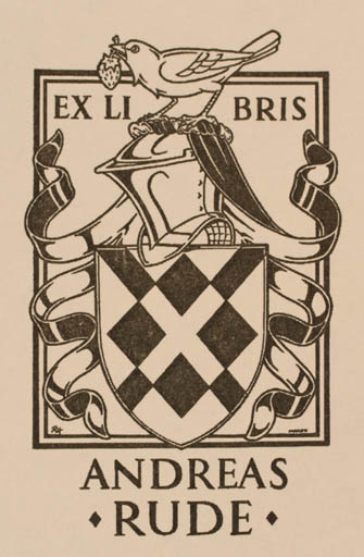Exlibris by Ronny Andersen from Denmark for Anders Rude - Heraldry 