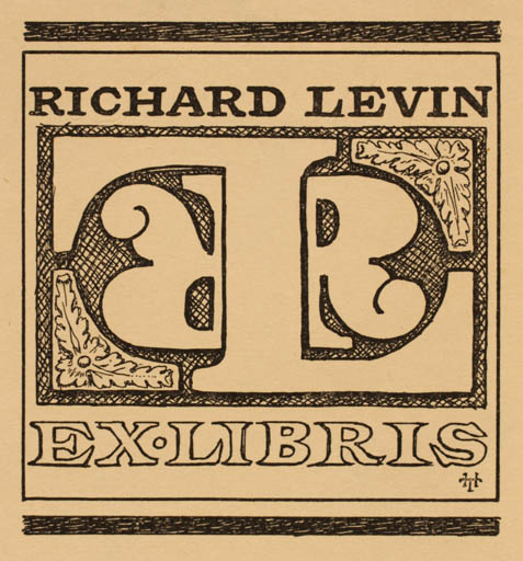 Exlibris by Hans Christian Tegner from Denmark for Richard Levin - Monogram 