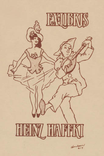 Exlibris by Hans Chr. Hornhaver from Denmark for Heinz Haffki - Dancing Music 