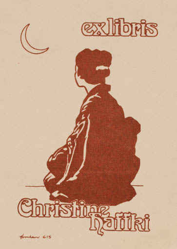 Exlibris by Hans Chr. Hornhaver from Denmark for Christine Haffki - Woman 