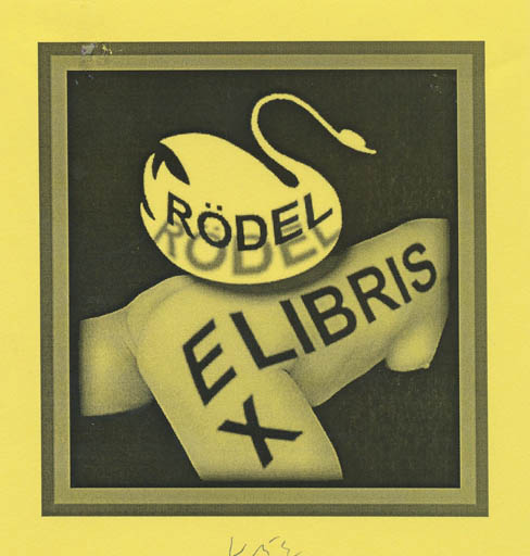 Exlibris by Axel Vater from Germany for Klaus Rödel - Leda and the Swan Mythology 