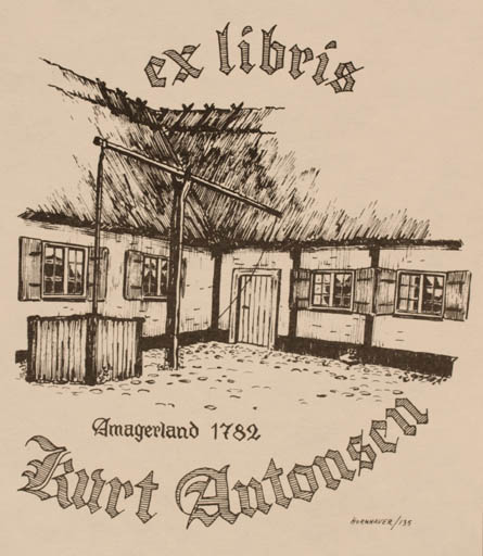 Exlibris by Hans Chr. Hornhaver from Denmark for Kurt Antonsen - Architecture 