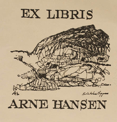 Exlibris by Alexander Secher from Denmark for Arne Hansen - Mountain Scenery/Landscape 