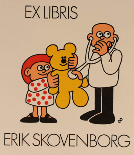 Exlibris by Per Christensen from Denmark for Erik Skovenborg - Child Medicine Man 