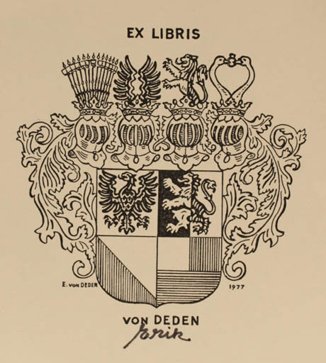 Exlibris by Erik Brønsdorff von Deden from Denmark for Erik Brønsdorff von Deden - Heraldry 