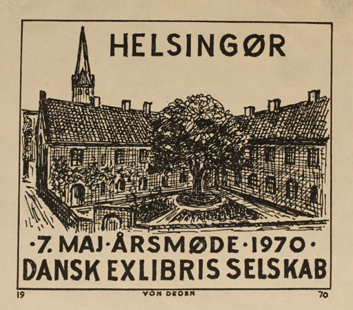 Exlibris by Erik Brønsdorff von Deden from Denmark for ? Dansk Exlibris Selskab - Architecture 