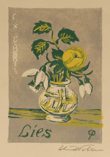 Exlibris by Edmund Peter from Denmark for ? Lies - Flower 