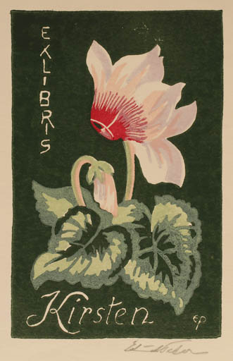 Exlibris by Edmund Peter from Denmark for ? Kirsten - Flower 