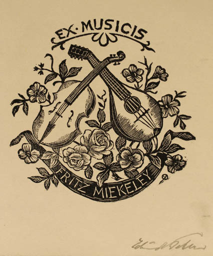 Exlibris by Edmund Peter from Denmark for Fritz Miekeley - Flower Ex Mucika 