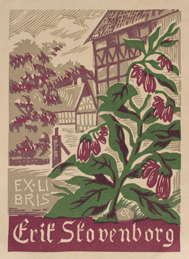 Exlibris by Edmund Peter from Denmark for Erik Skovenborg - Architecture Flower 