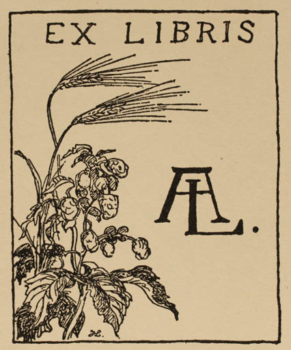 Exlibris by Johannes Larsen from Denmark for ? A.L. - Flora 