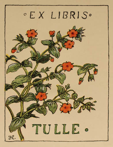 Exlibris by Johannes Larsen from Denmark for Johan Due Nielsen - Flower 