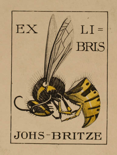 Exlibris by Johannes Britze from Denmark for Johannes Britze - Insect 