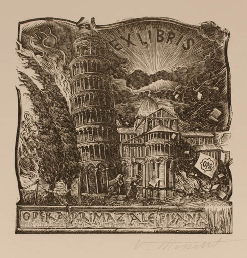 Exlibris by Valerio Mezzetti from Italy for ? ? - Architecture Scenery/Landscape 