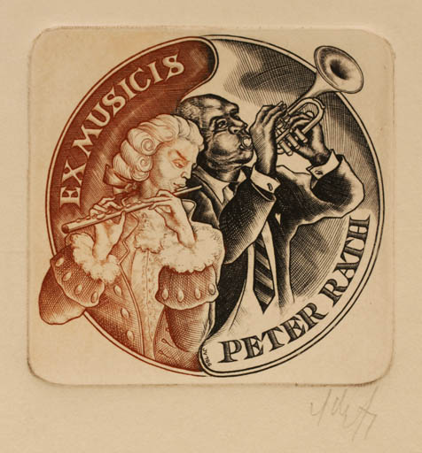 Exlibris by Vitautas Jakstas from Lithuania for Peter Rath - Ex Mucika Music 