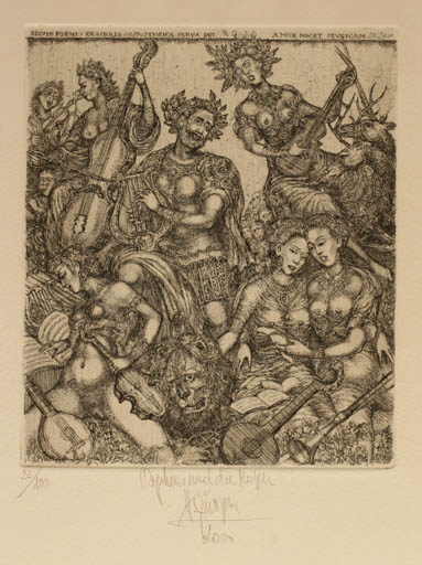 Exlibris by Harry Jürgens from Germany for Silvio Förni - Erotica Fauna Group Music 