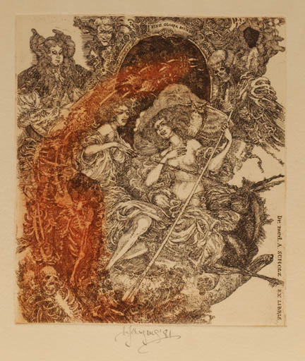 Exlibris by Harry Jürgens from Germany for Dr. Albrecht Scholz - Death Woman 