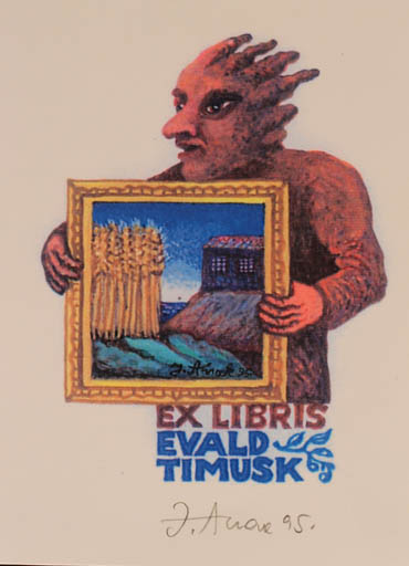 Exlibris by Jüri Arrak from Estonia for Evald Timusk - Art Man 