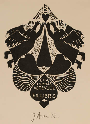 Exlibris by Jüri Arrak from Estonia for Eha Toomas Vetevool - Angel 