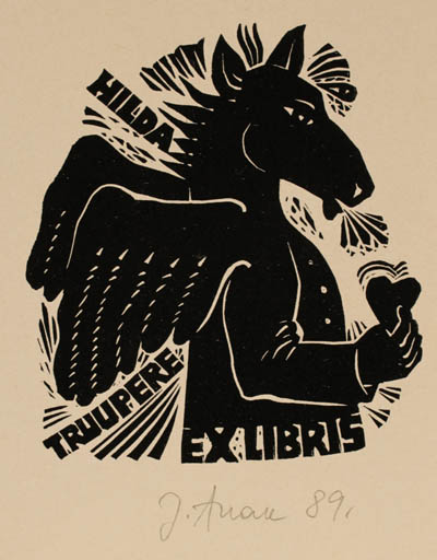 Exlibris by Jüri Arrak from Estonia for Hilda Truupere - Pegasus Romance 