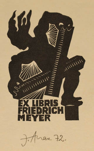 Exlibris by Jüri Arrak from Estonia for Friedrich Meyer - Man Music 