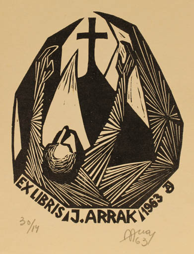 Exlibris by Jüri Arrak from Estonia for Jüri Arrak - Man Religion 