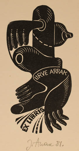 Exlibris by Jüri Arrak from Estonia for Urve Arrak - Abstract Hand(s) 