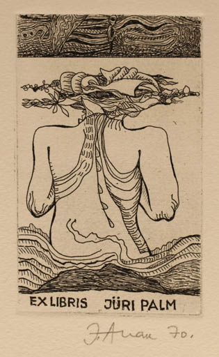 Exlibris by Jüri Arrak from Estonia for Juri Palm - Surrealism 