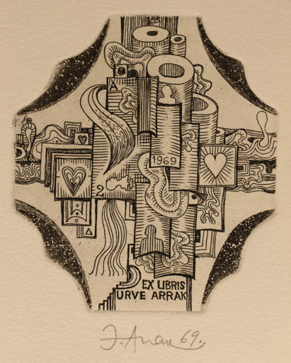 Exlibris by Jüri Arrak from Estonia for Urve Arrak - Abstract 