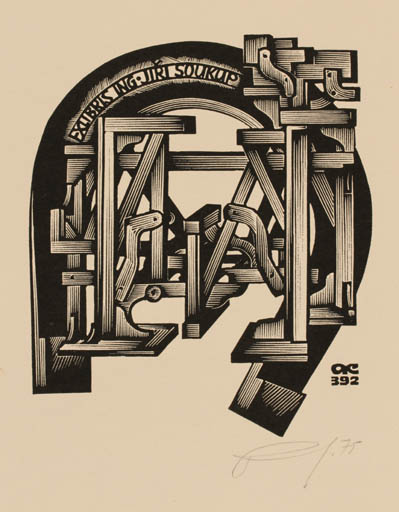 Exlibris by Anatolij Kalaschnikow from Russia for Ing. Jiri Soukup - Abstract 